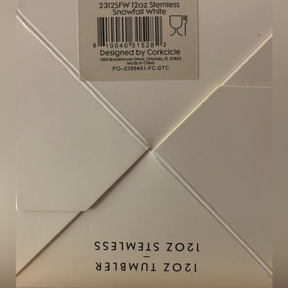 Corkcicle Stemless Snowfall White 12 oz Tumbler NWT - Picture 6 of 6